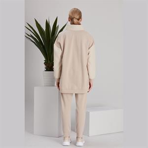 Kadın Kapitone Garni İki İp Takım Beige