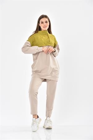 Kadın Kapitone İki İp Takım Beige