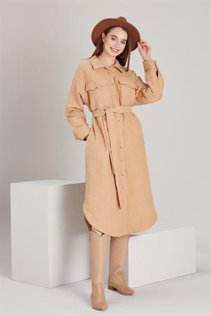 Kadın Kapitone Tunik Camel