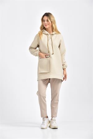 Kadın Kapitoni Üst İki İp Takım Beige