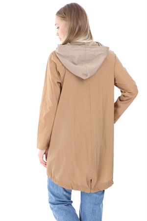 Kadın Kapüşonlu Ceket Beige