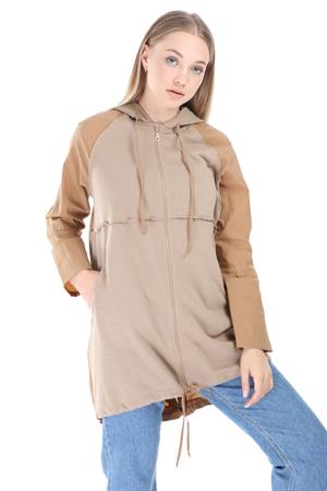Kadın Kapüşonlu Ceket Beige