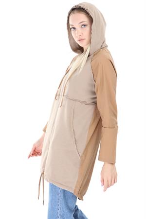Kadın Kapüşonlu Ceket Beige