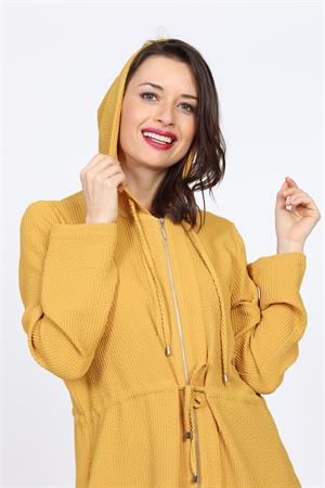 Kadın Kapüşonlu Spor Tunik Safran