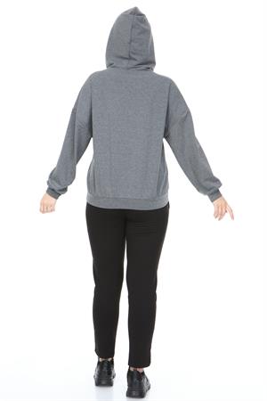 Kadın Kapüşonlu Sweat Gri