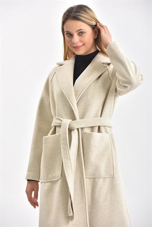 Kadın Kaşe Kaban Beige