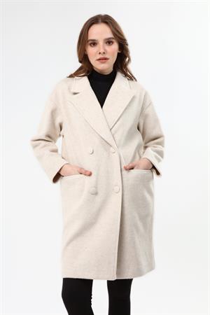 Kadın Kaşe Kaban Beige