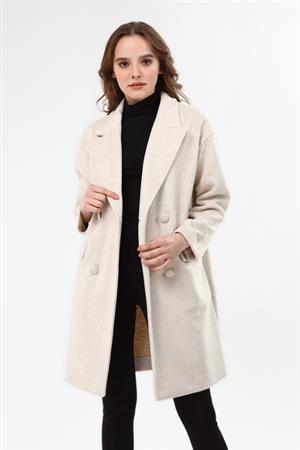 Kadın Kaşe Kaban Beige