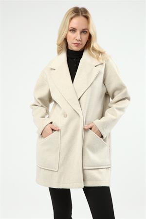 Kadın Kaşe Kaban Beige