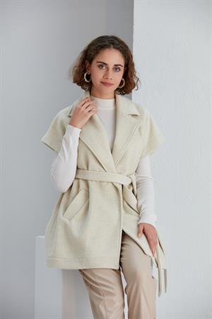 Kadın Kaşe Yelek Beige