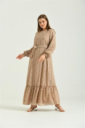 Kadın Kesme Şifon Elbise Beige