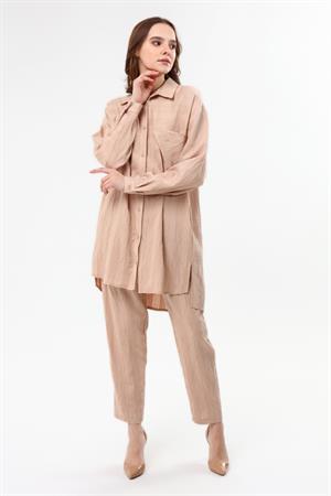 Kadın Keten Takım Beige