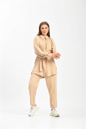 Kadın Keten Takım Beige