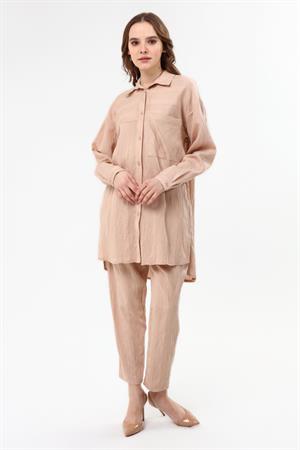 Kadın Keten Takım Beige