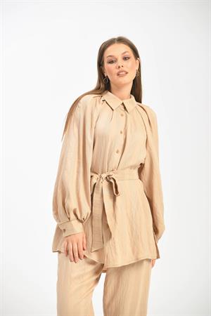 Kadın Keten Takım Beige
