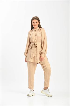 Kadın Keten Takım Beige