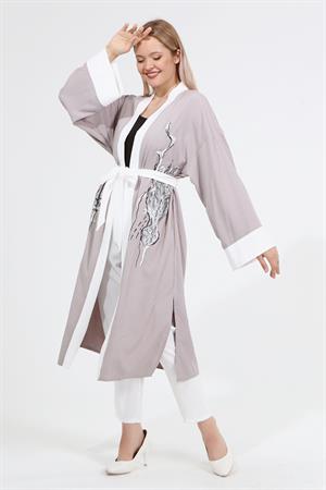 Kadın Kimono Kumaş Bayan Kap Gri