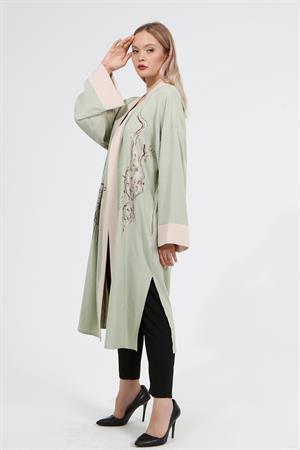 Kadın Kimono Kumaş Bayan Kap Mint