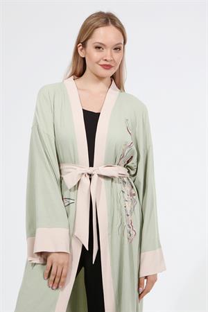 Kadın Kimono Kumaş Bayan Kap Mint