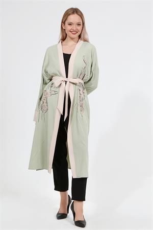 Kadın Kimono Kumaş Bayan Kap Mint