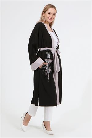 Kadın Kimono Kumaş Bayan Kap Siyah
