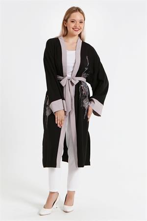 Kadın Kimono Kumaş Bayan Kap Siyah