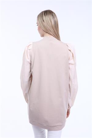 Kadın Kol Paraşüt Kumaş Balon Detay Kap Beige