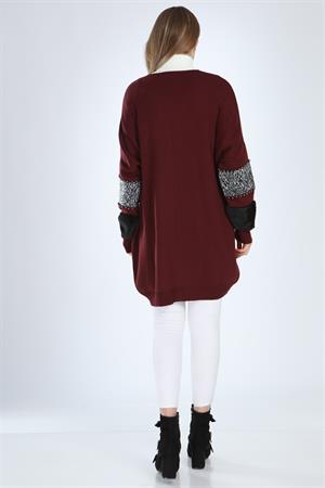 Kadın Kolları Detaylı Hırka Bordo