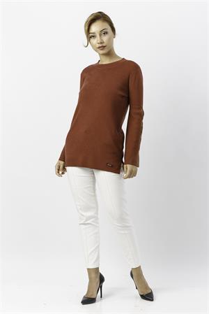 Kadın Kolları Taş Detaylı Bluz Taba
