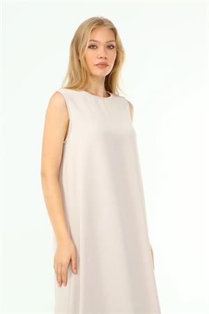 Kadın Krep Elbise Beige