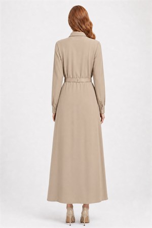 Kadın Krep Elbise Beige