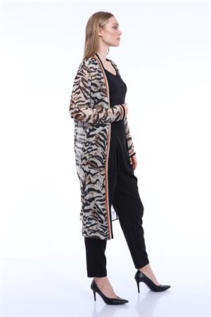 Kadın Leopar Desen Kap Beige
