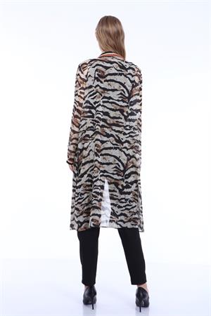 Kadın Leopar Desen Kap Beige