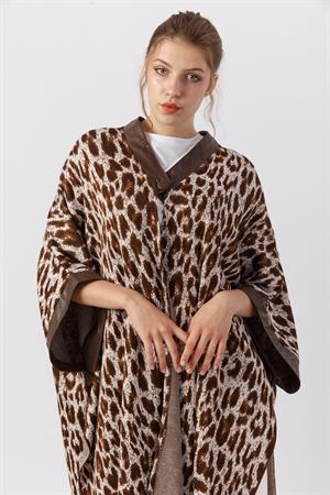 Kadın Leopar Desenli Panço Kahve