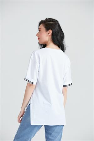 Kadın Miki Mous Baskılı Cepli T-Shirt Beyaz