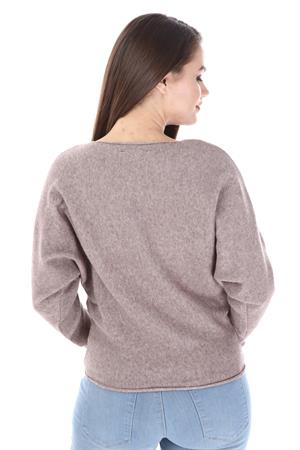 Kadın Önü Baskı Detay Triko Beige