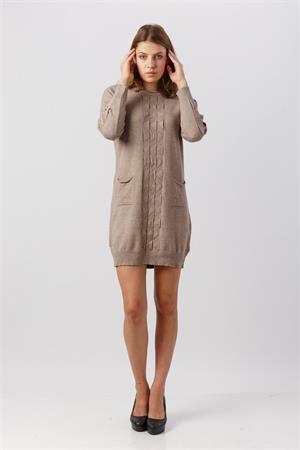 Kadın Önü Desenli Tunik Beige