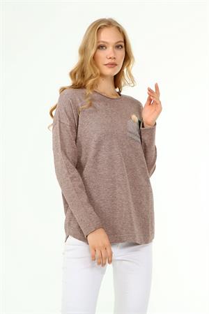 Kadın Önü Detaylı Triko Beige