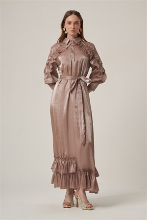 Kadın Organze Elbise Beige