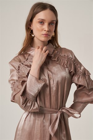 Kadın Organze Elbise Beige