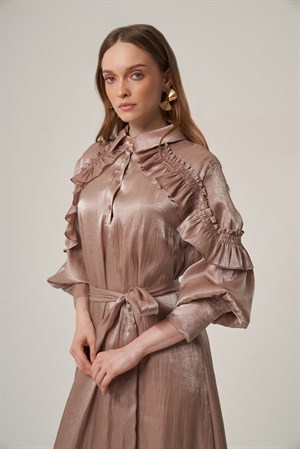 Kadın Organze Elbise Beige