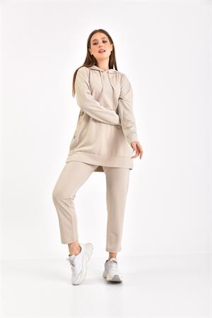 Kadın Örme Krep İkili Takıma Beige