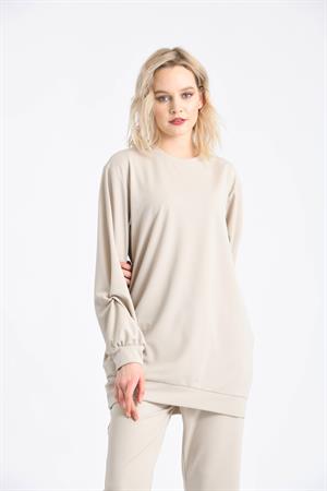 Kadın Örme Krep Takım Beige
