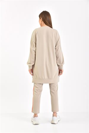 Kadın Örme Krep Takım Beige