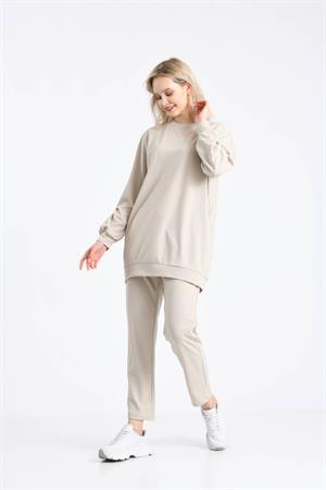 Kadın Örme Krep Takım Beige