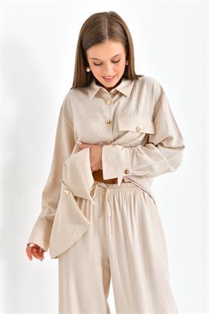 Kadın Pantolonlu Takım Beige