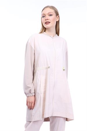 Kadın Paraşüt İki İplik Karışım Kumaş Takım Beige