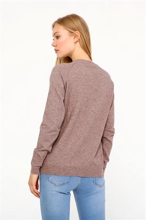 Kadın Peluş Nakışlı Triko Beige