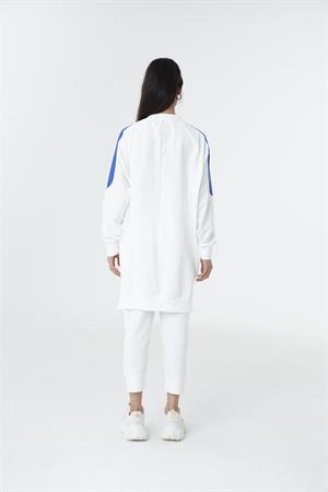 Kadın Pil Durum İşlemeli Sweat Tunik Ekru