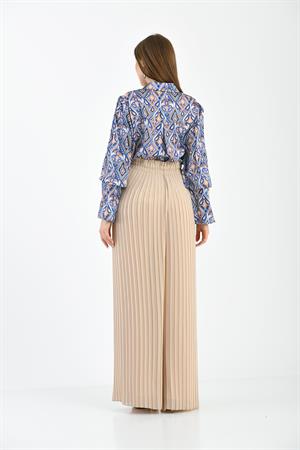 Kadın Piliseli Pantolon Beige